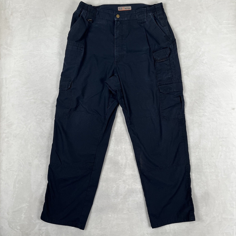 5.11 Tactical Cargo Pants Mens 34x30 Blue Relaxed Fit Canvas Elastic Waist